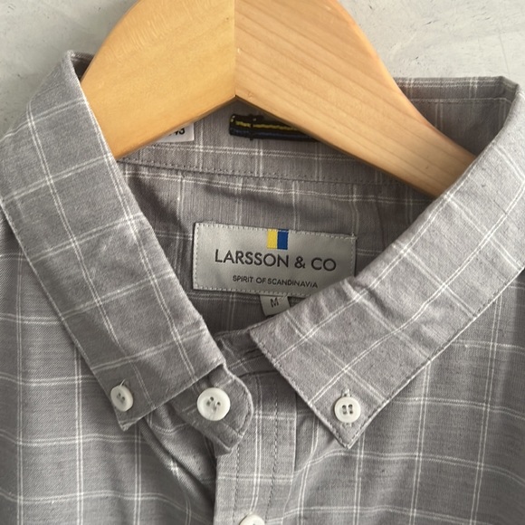 Larsson & Co Mens Grey Long Sleeve Button Down Dress Shirt. Size M NWT - Picture 2 of 8